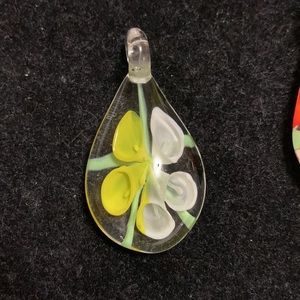 Beautiful glass blown flower tear drop charm